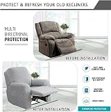OKYUK Recliner Chair Cover 4-Piece Stretch Slipcover Light Gray 1 Seater view 5