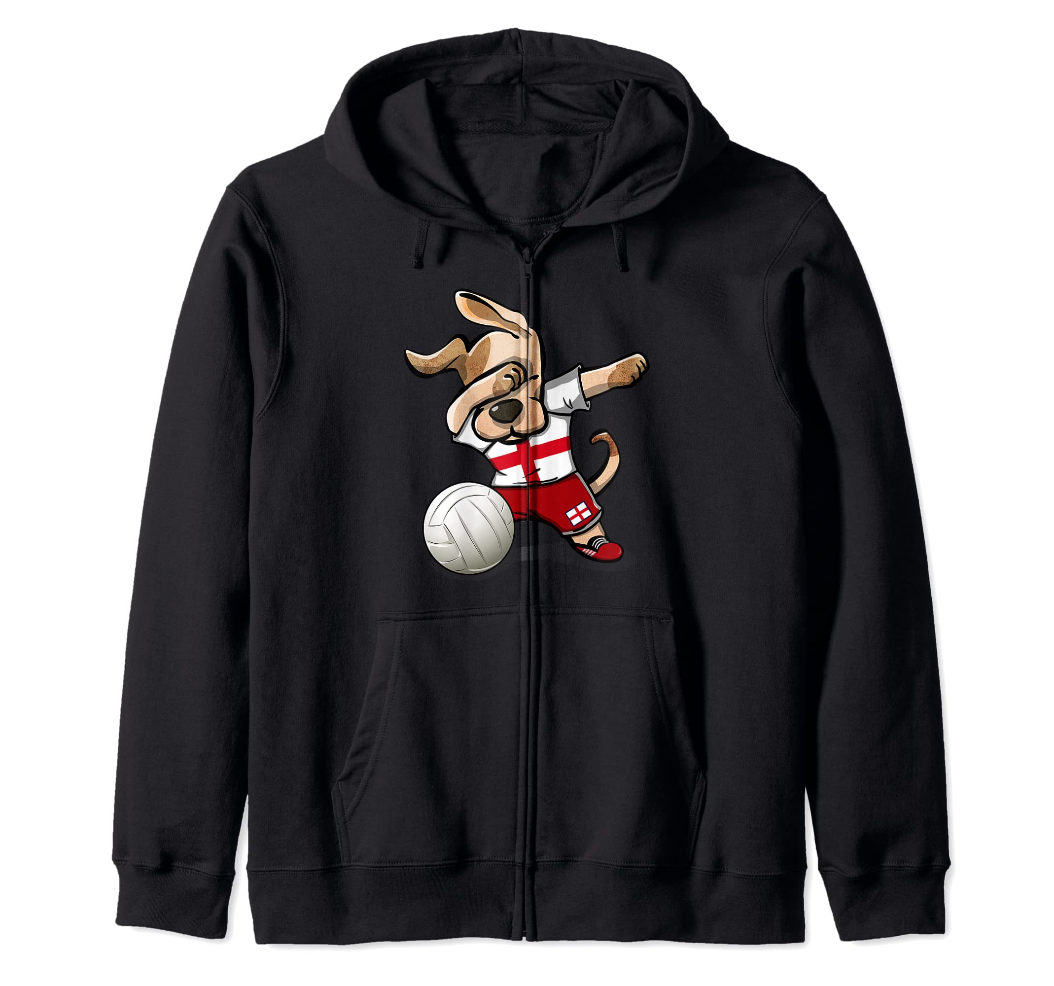 Dabbing Dog England Volleyball Fans Jersey English Flag Art Zip Hoodie