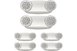 EXITLUX 6 Packs White LED Emergency Lights with Battery Backup, Two Head Adjustable Emergency Lighting Fixtures-Fireproof Materials-Emergency Lighting Fixture/Emergency Light Home