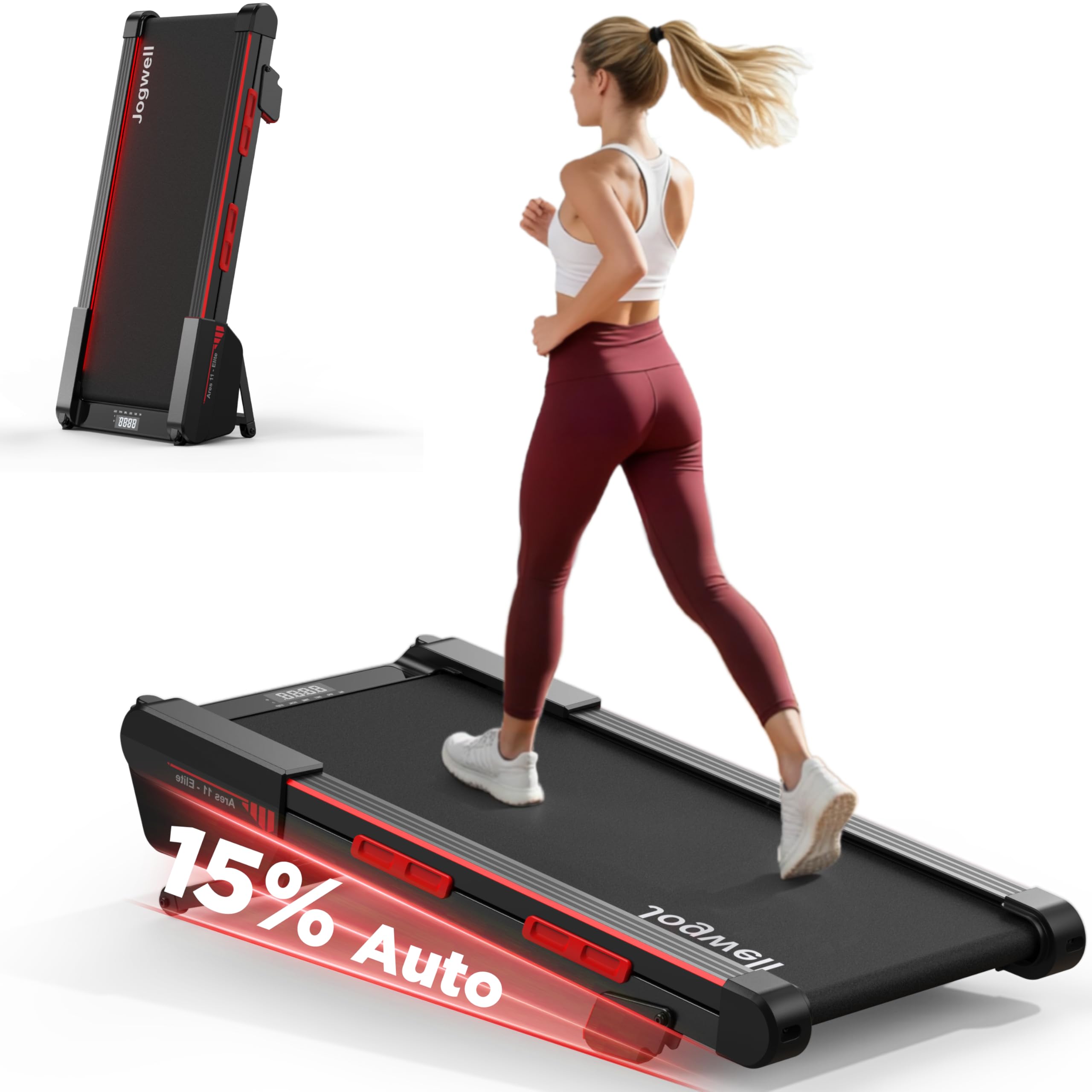 Photo 1 of Walking Pad Treadmill with 15% Auto Incline, Under Desk Treadmill for Home Office, 3.0HP Brushless Motorized, 350lbs Capacity, Upright Space-Saving Design, APP