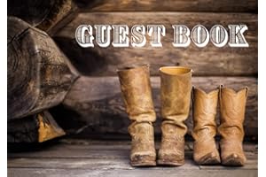 Guest Book For Wedding Western: Cowboy. Rustic. Unlined. Blank Pages. His And Hers Boots Photo Art Print.