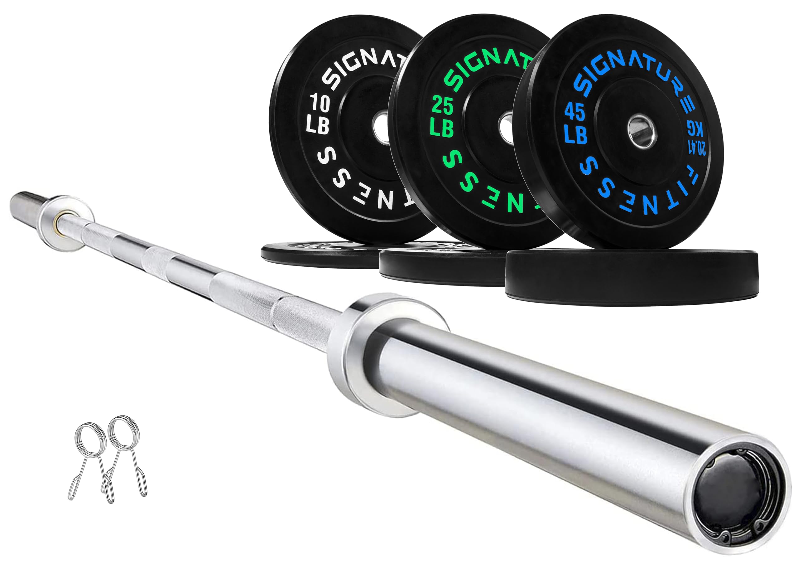 Photo 1 of Fitvids Olympic 2" Bumper Plates Set Including 160LB Weight Plates Set & 7FT Olympic Barbell Bar(205 Pounds Total), Multiple Packages