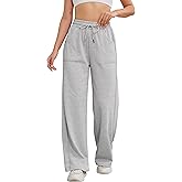 M MOTEEPI Womens Fleece Wide Leg Sweatpants Baggy High Waisted Winter Sweats Pants Straight Legs Athletic Pants with Pockets