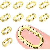 10PCS Oval Clasp Carabiner Necklace Connector Stainless Steel Spring Clasps Bracelet Closures Keychain Lock Clasps Necklaces Clips Key Ring Bracelets Shortener for Jewelry Finding DIY Making Kit (A16)