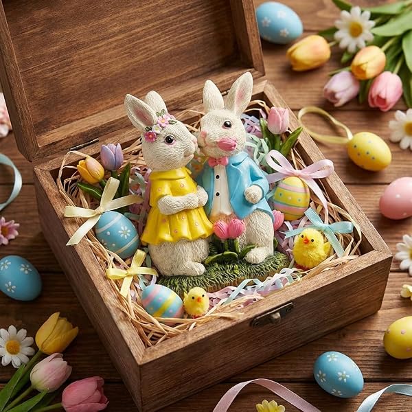 TERESA’S COLLECTIONS EASTER DECORATIONS OUTDOOR WITH SOLAR LIGHTS, 8” LIGHTED EASTER BUNNY DECOR, SPRING EASTER DECOR FOR ENTRYWAY PLANTER MANTEL TABLETOP IDEAL EASTER GIFTS