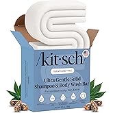 Kitsch 2-in-1 Shampoo Bar and Body Wash - Ultra Sensitive, Vegan & Natural, 5-Ingredient Formula Bar Soap for Hair & Body - Scent-Free, Paraben-Free - For Sensitive Scalp & Skin - 3.2 oz