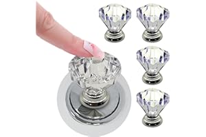 XQIGI Toilet Tank Button Pack of 4,Crystal Toilet Top Push Button Aids Flush Replacement for Women Long Nail Art, Diamond Adhesive Accessory Handle for Drawer Knobs Decor（Silver）