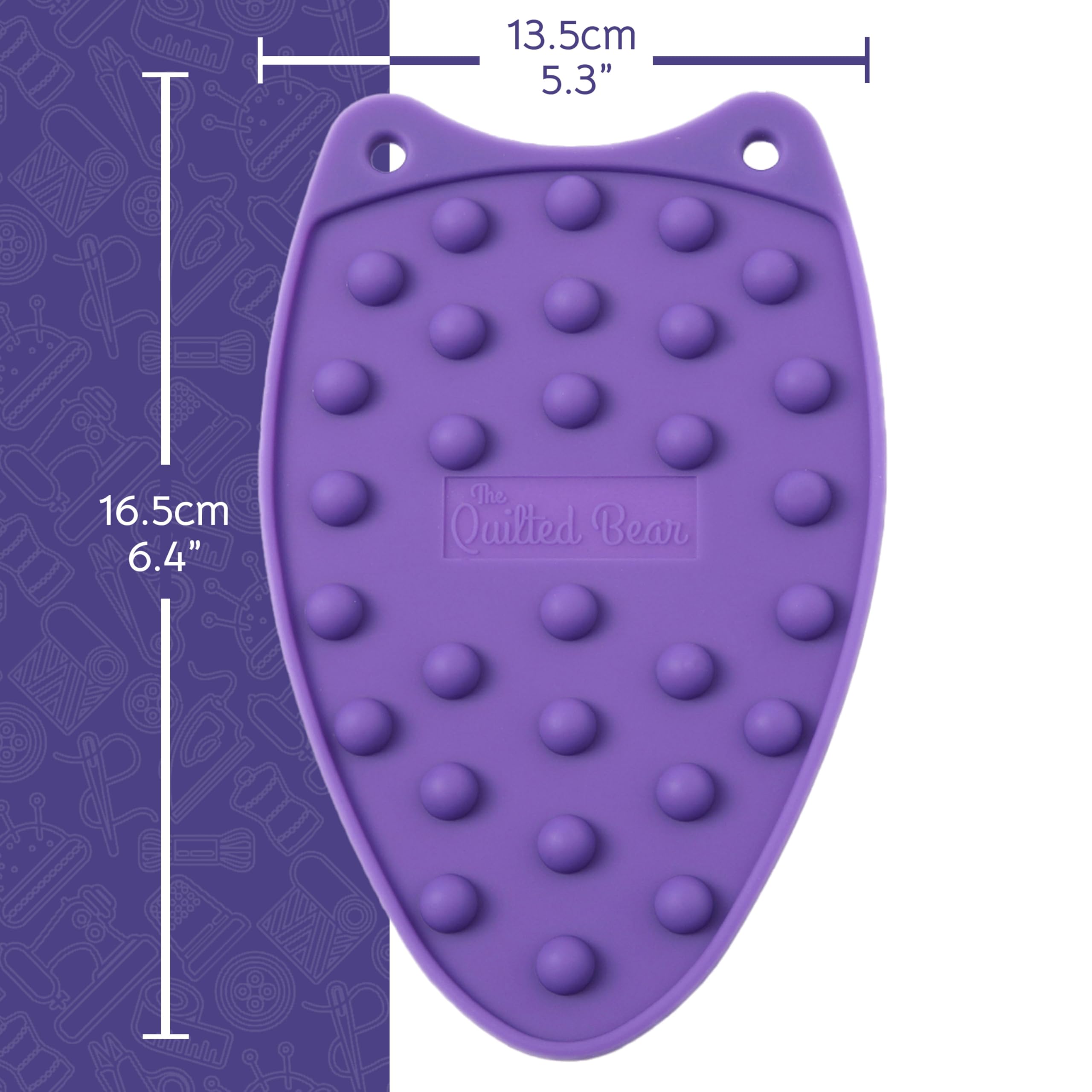 The Quilted Bear Mini Iron Rest - Silicone Heat Resistant Mat for Stress-Free Crafting, Sewing & Quilting Supplies - Durable and Protective Surface for Mini Iron (Purple)