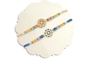 TIED RIBBONS Rakhi for Brother Set of 2 Rakhi Set | Mini Greeting Card | Roli Tikka Packet - Raksha Bandhan Rakhi Bracelet for Brother Rakhi 2 Set | Rakhi for Bhaiya | Bhai Rakhi Thread