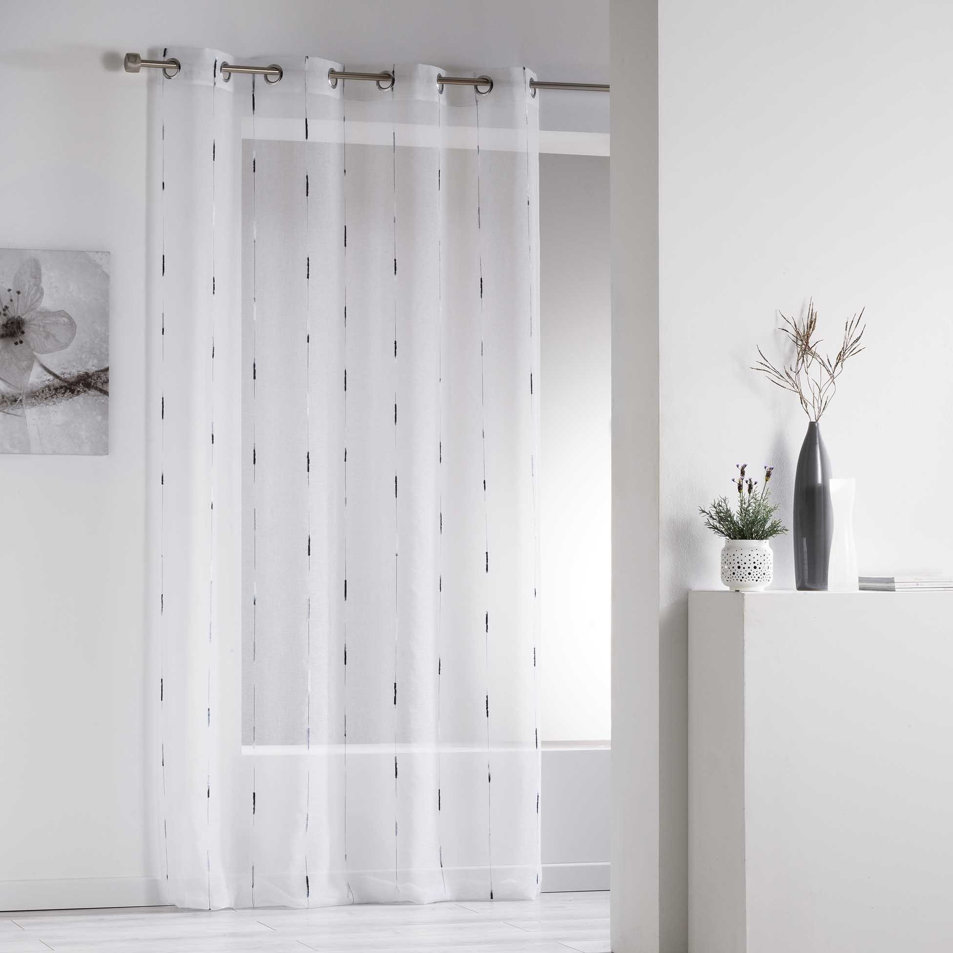 Douceur d'Intérieur, Grey Chenille Eyelet Curtain 140 x 280 cm