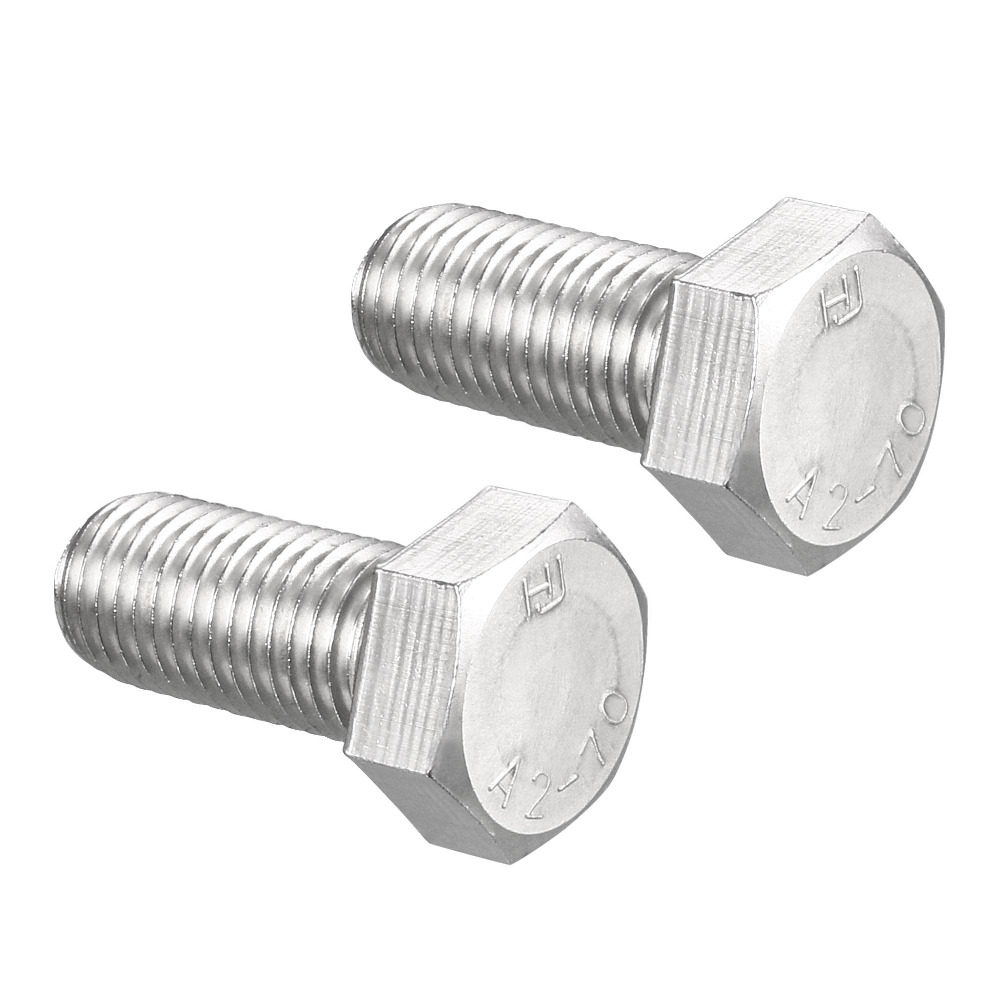 sourcing map M16 Hex Bolt M16-2 x 35mm 304 Stainless Steel 4.8 Grade Fully Threaded Hexagonal Head Screw Bolts 2pcs
