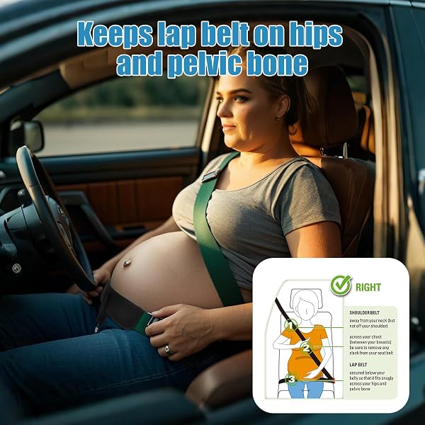 PREGNANCY CAR SEAT CUSHION FOR PREGNANT DRIVERS AND PASSENGERS – PATENT PENDING – NHTSA RECOMMENDED – PREVENT COMPRESSION OF BELLY – EASY TO SET UP – MEMORY FOAM FOR SCIATICA, HIP, COCCYX PAIN RELIEF