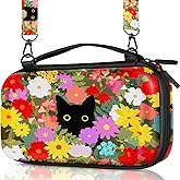 Gurgitat Carrying Case for Nintendo Switch/Switch OLED Travel Carry Cases Hard Shell Protective Cover Flowers Cat Cute Girls Boys Accessories Storage Pouch Bag for Nintendo Switch 1 (2017) /Oled 2021