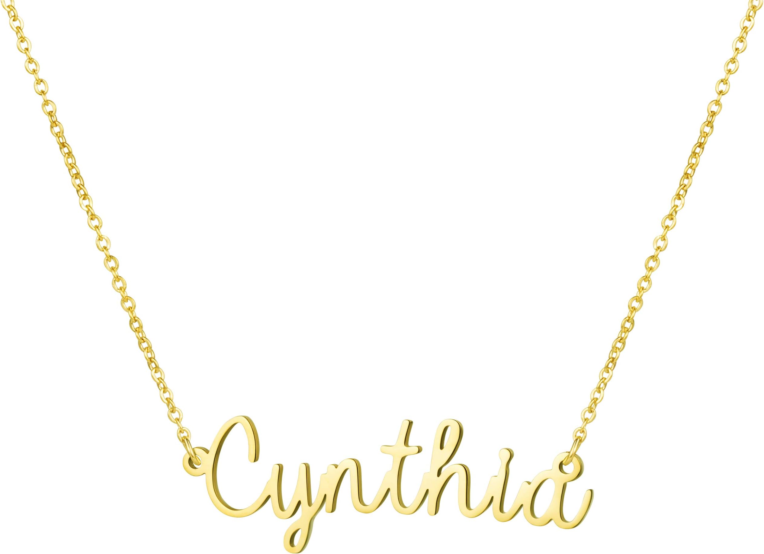 Awegift Personalized Name Necklace 18K Gold Plated New Mom Bridesmaid Gift Jewelry for Women