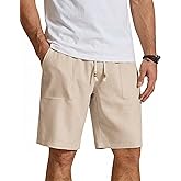 COOFANDY Men's Ultra-Light 9" Summer Shorts Casual Drawstring Linen Shorts with Pockets