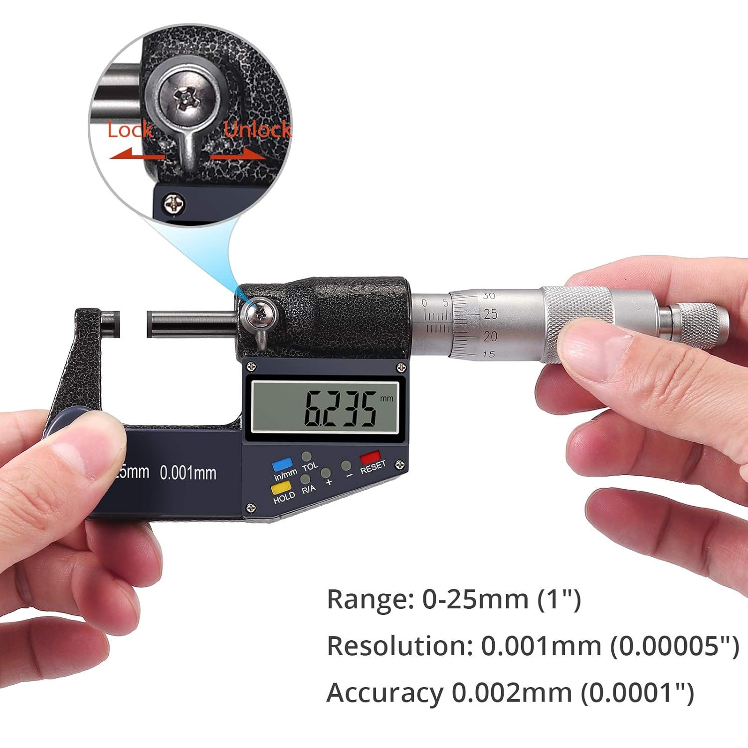 HTN - Micrometro Digitale Elettronico Lcd 0,001 Mm Kit Di Strumenti Di Misurazione Display Di Misurazione 8312981423399 - Foto 7