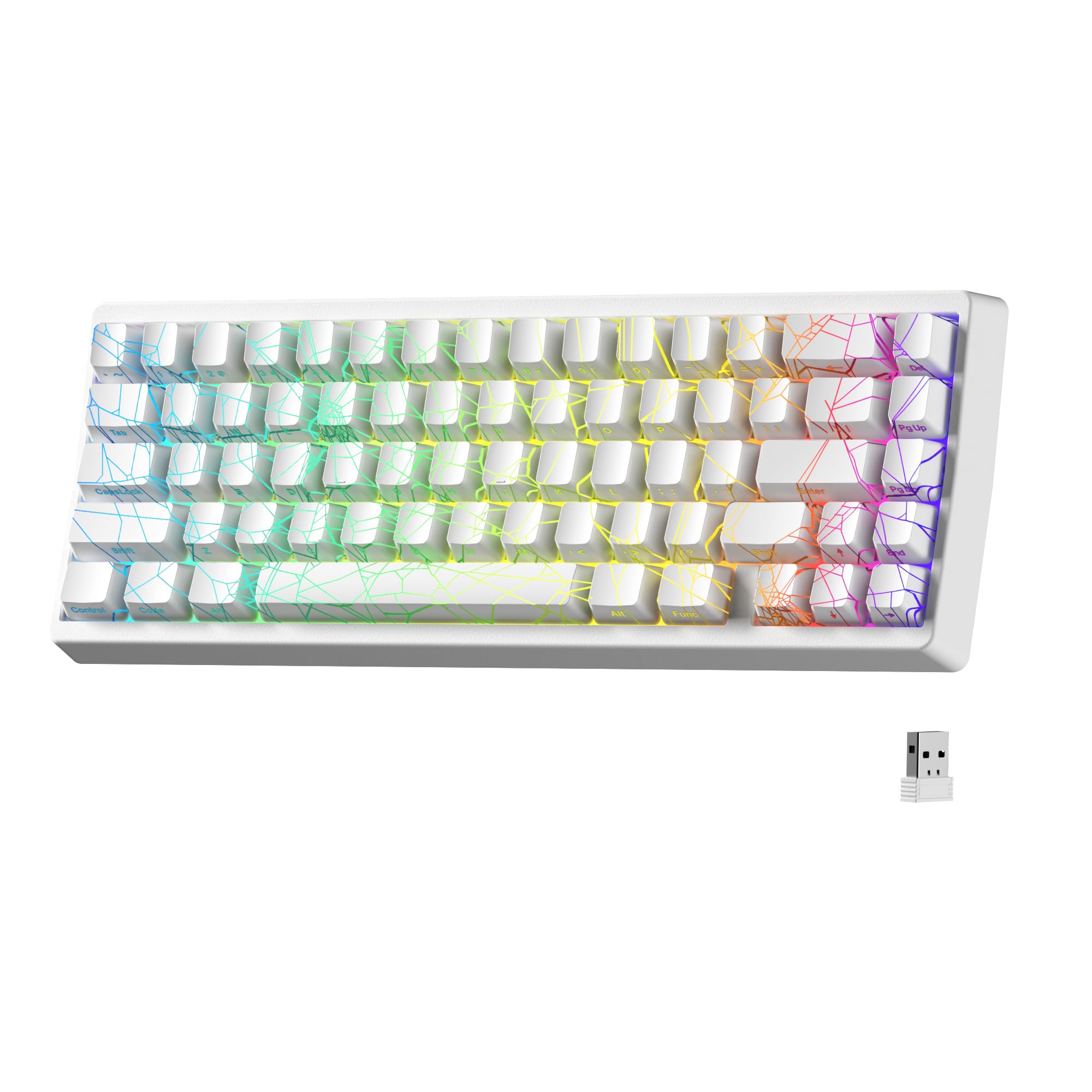 Photo 1 of x XVX M67 Wireless 60% Percent Keyboard, QMK/VIA Gaming Keyboard, Tri-Mode Thocky Creamy Mechanical Key Board, Hot Swappable Gasket Mount RGB IMD Tech for Win/Mac, Spider Web Theme, White