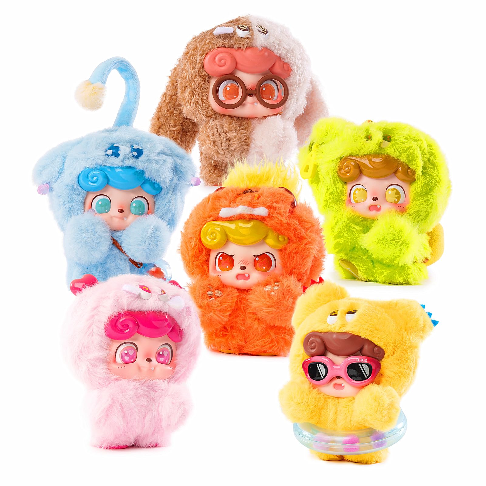 Photo 1 of SURUIMA GK Baby Three Q.Kid Plush Blind Box? Plush Figure Toys 1PC (1 of 7 Possible Styles) Emotional Hairy Monsters Collectible Keychain & Bag Charm Birthday Gifts 4.2 in