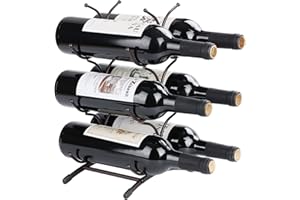 6-Bottle Countertop Wine Rack - Freestanding Metal Wine Storage Stand, Small Tabletop Wine Holder for Pantry, Bar, or Cabinet