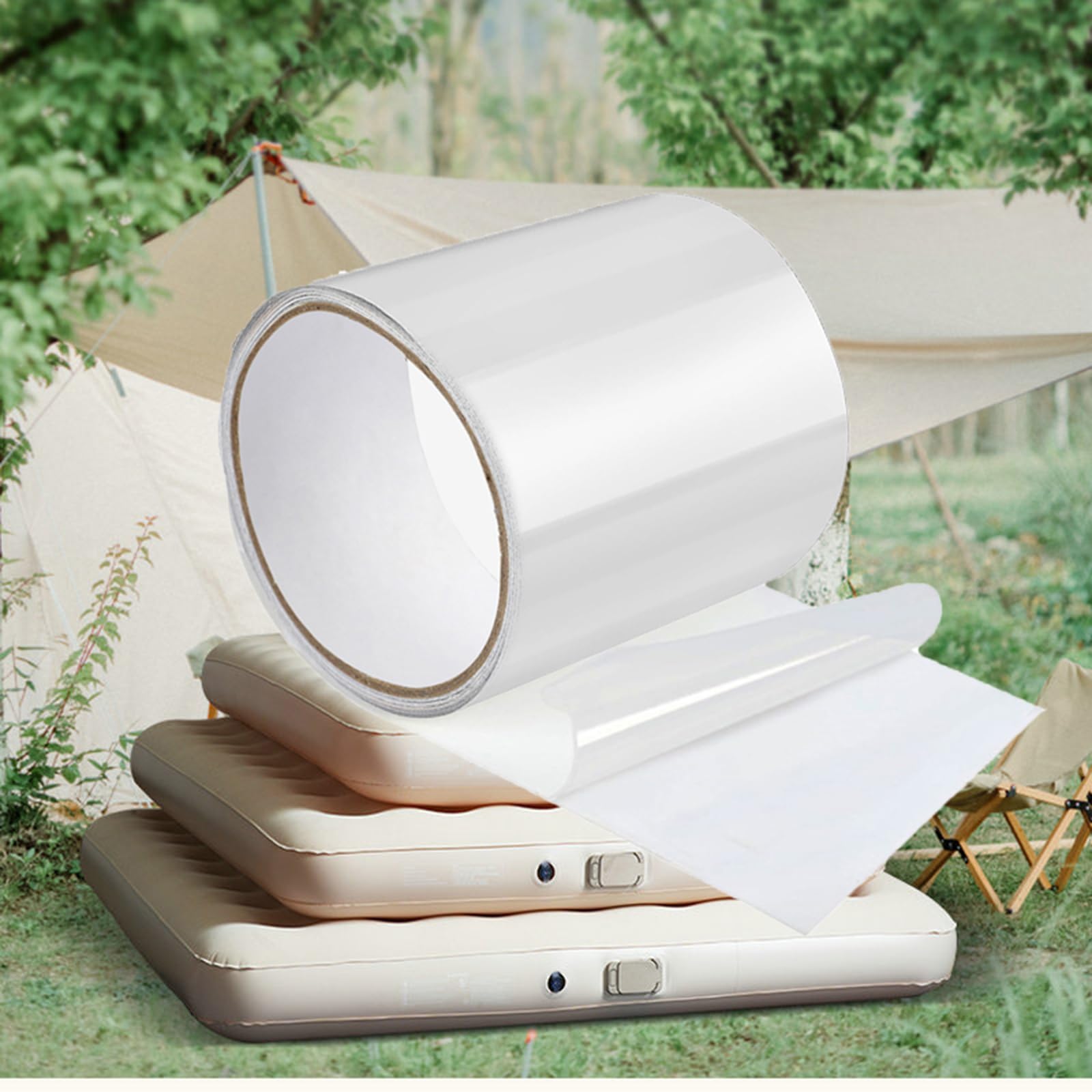 Iwinna 60MM x 5M Invisible Tent Repair Tape, Heavy Duty Tape Patch for PVC Coated Awning, Gazebo, Canvas, Nylon, UV Resistant Air Bed Paddling Pool Puncture Repair Kit