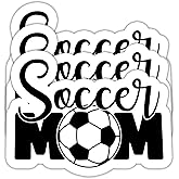 (3PCS) Soccer Mom Sticker - Waterproof Vinyl Decal for Tumblers, Water Bottles, Laptops, Scrapbooks - Soccer Gift Sticker for Soccer Players, Teams, Fans, Mom, Mama - 3 x 2.2 Inch