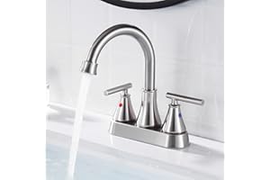 Fransiton Bathroom Sink Faucet 3 Hole 4 Inch Centerset, Brushed Nickel 2 Handle Lead-Free Modern Bathroom Faucet Vanity Fauce