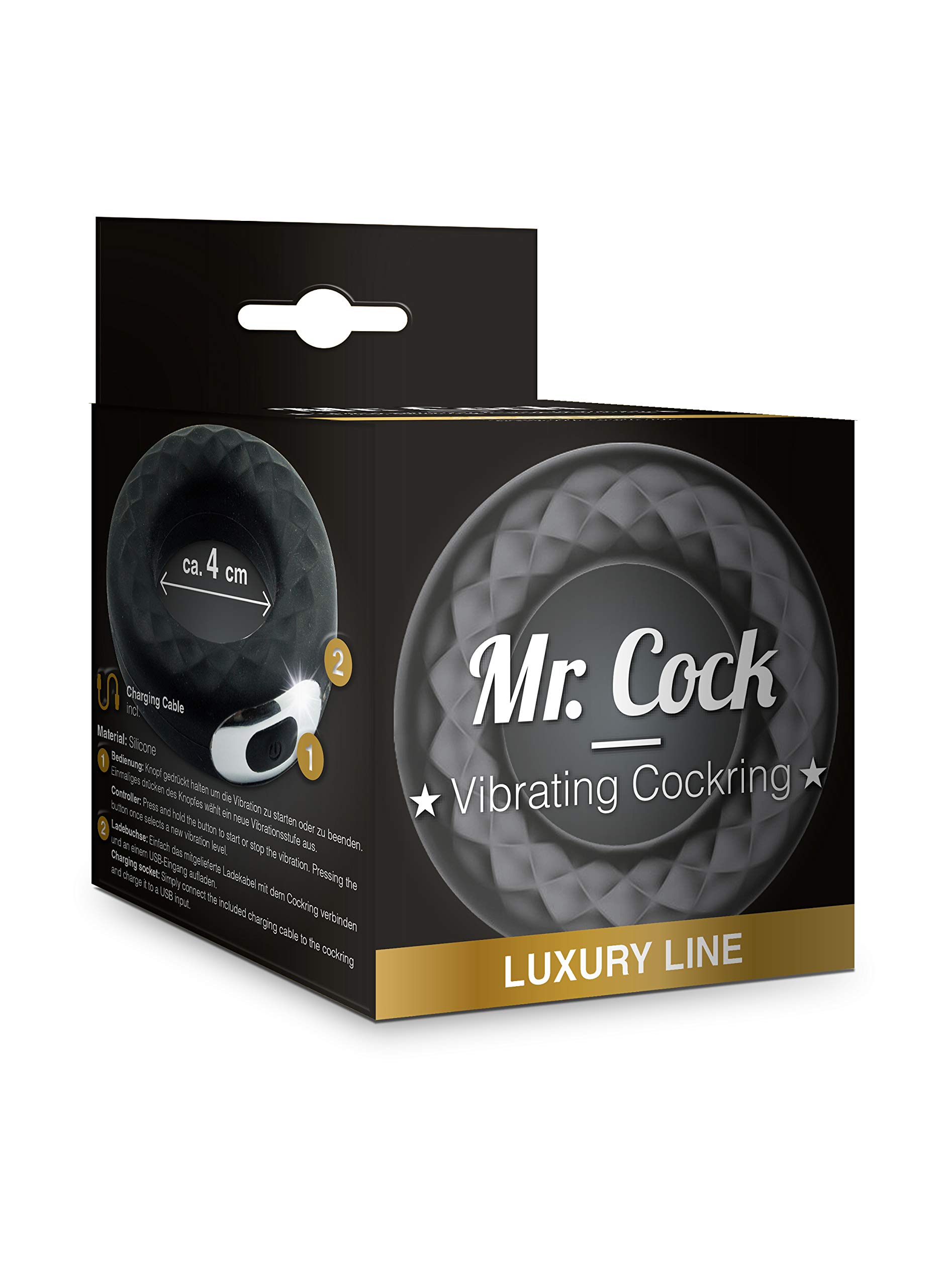 Mr Cock Rechargable Vibrating Penis Ring Black 40mm
