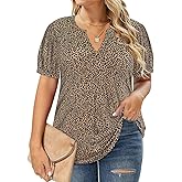 RITERA Plus Size Tops for Women Short Puff Sleeve Blouse Casual V Neck Tunic Oversize Loose Fit Ladies Tunic Summer XL-5XL