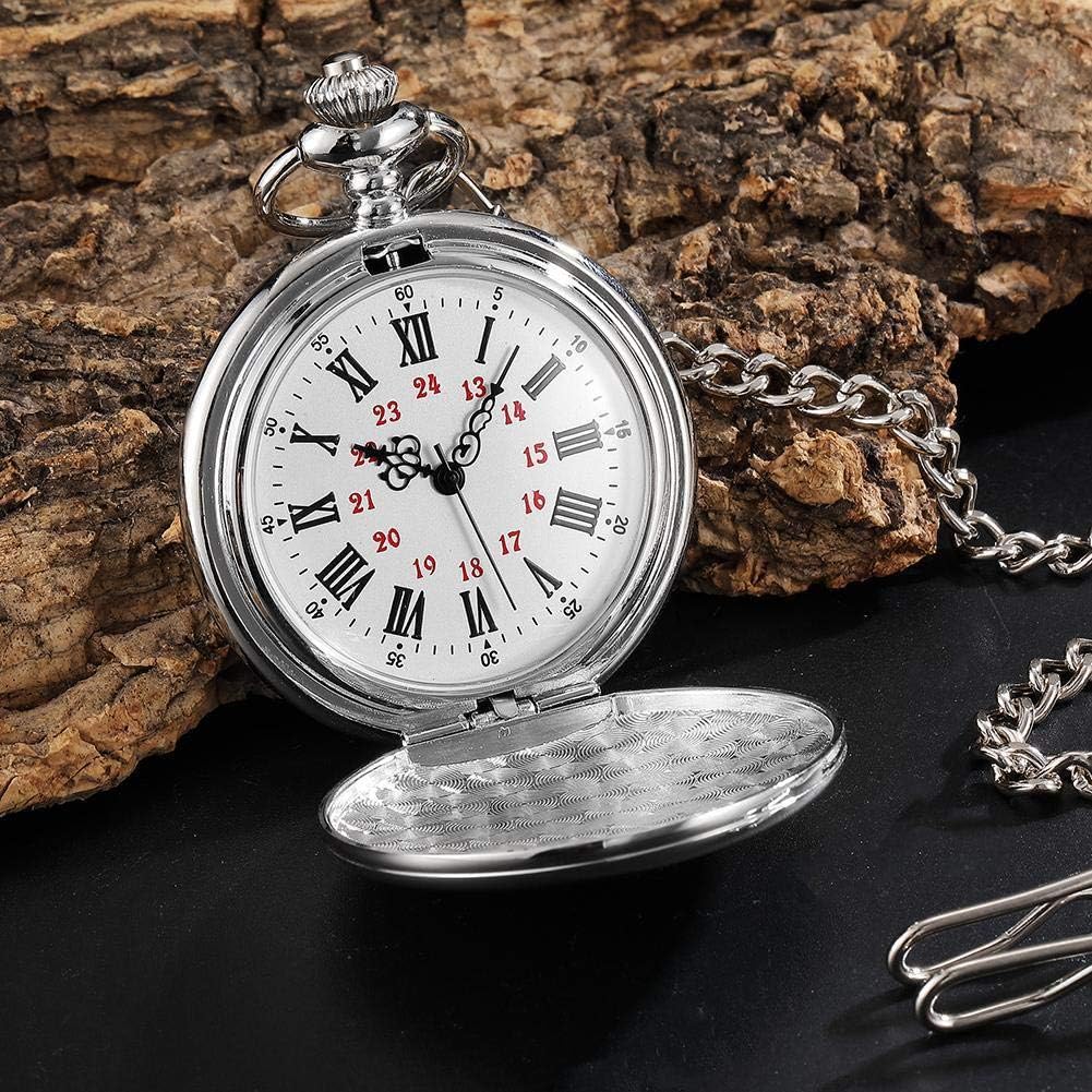 Vintage Taschenuhren Set - 3 Retro Quarzuhren Mit Ketten In Schwarz, Silber, Bronze