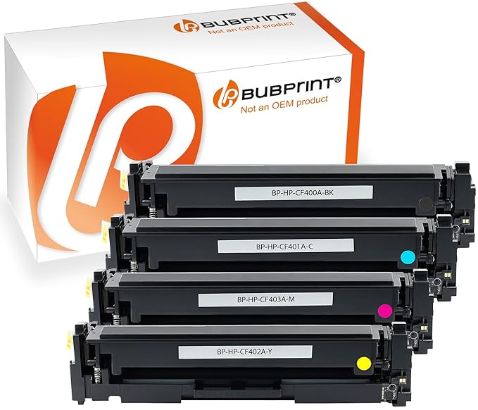Bubprint 4 Toner kompatibel für HP CF400A CF401A CF402A CF403A 201A für Color Laserjet Pro M252DW M252N M274N M274DN MFP M277