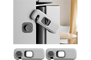 2 Pack Fridge Lock Child Safety, Baby Proofing Freezer Door Latch-3M Sticky Adhesive for Secure Hold, Refrigerator Lock for B