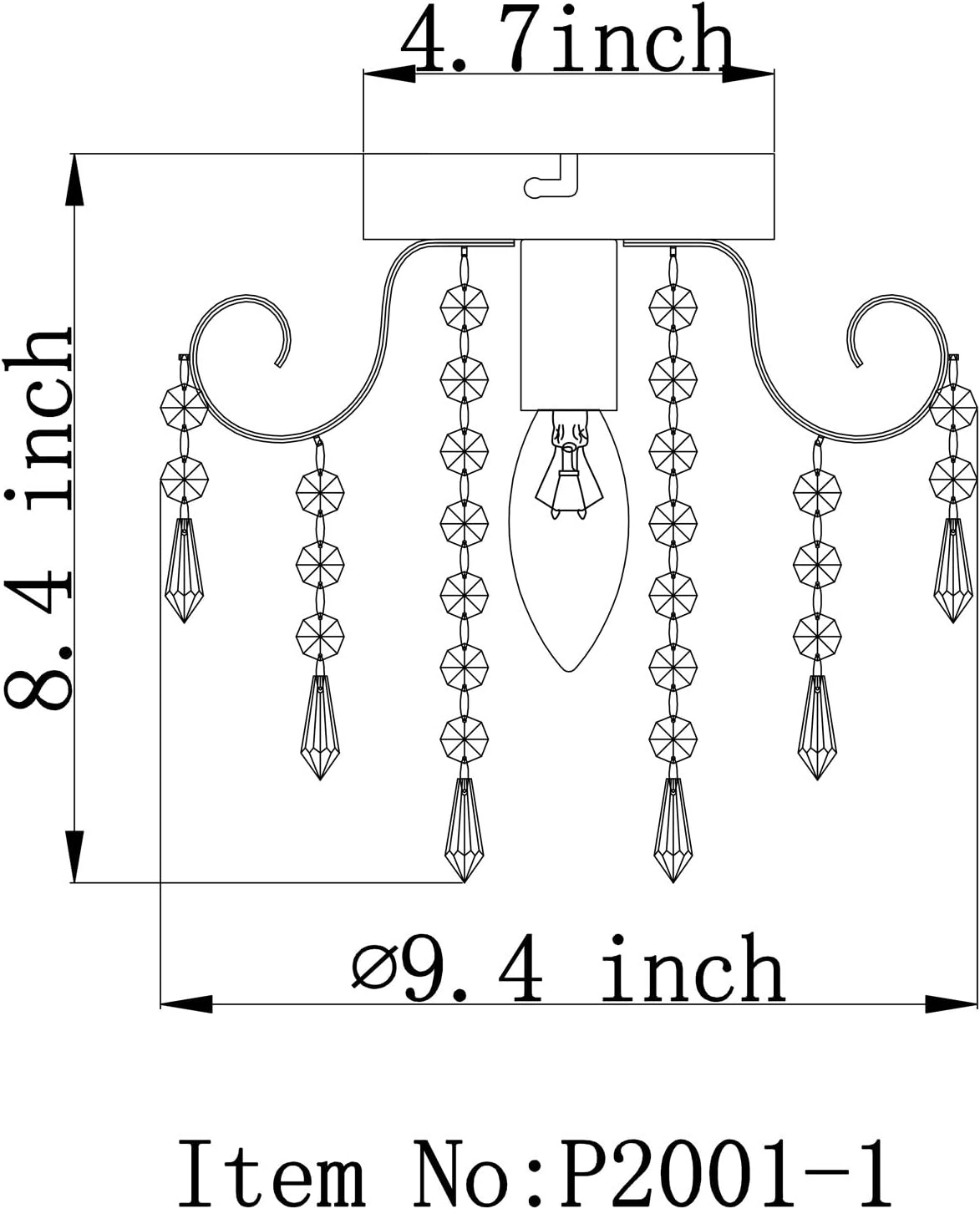 Q&S Mini Crystal Chandelier, Small Chandelier Ceiling Lights, Modern Chrome Flush Mount Ceiling Light Fixture for Hallway, Entryway, Bedroom, Foyer, Bathroom, Kitchen, W9.5",1 Light E12.: Home Improvement
