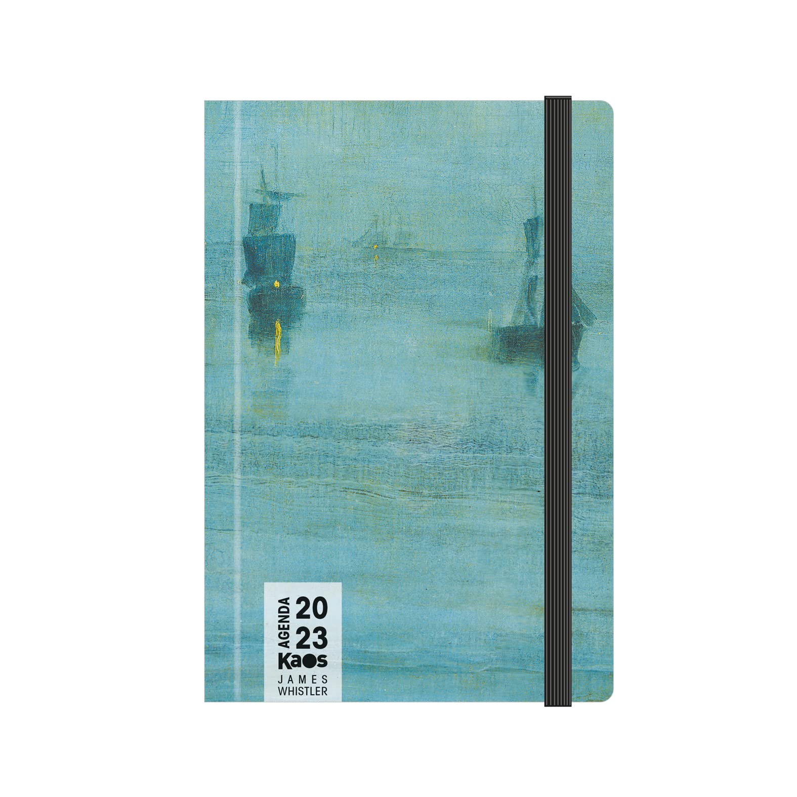 KAOS 2023-12 Months Daily Planner with Planner - Medium 12 x 18.5 cm - for Home, Office, School, University - Hardcover, Flat Elastic, Bookmark, Rounded Corners - Whistler - Night