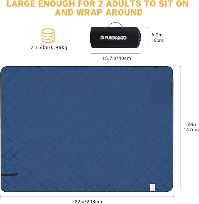 Amazon Com Fundango Multi Purpose Extra Large Waterproof Warm Fleece Blanket With Horn Buckle Pocket Machine Washable For Outdoor Camping Picnic Stadium Beach Park Grass Travel Dog Car 59 X 80 Kitchen Dining