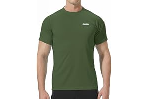 Pausel Men's Rash Guard Swim Shirts Short Sleeve UV Sun Protection Quick Dry UPF 50+ SPF Fishing Beach Water Shirt