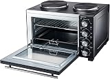 Cooks Professional Mini Portable Oven 28L with Hobs & Timer - Black/Silver view 4