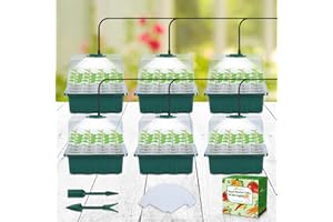 Seedfactor Seed Starter Tray with Light, 6PCS Seed Starter Kit with Grow Light, Seedling Starter Trays with Humidity Domes, Covers Height 3.9", Indoor Gardening Plant Germination Trays