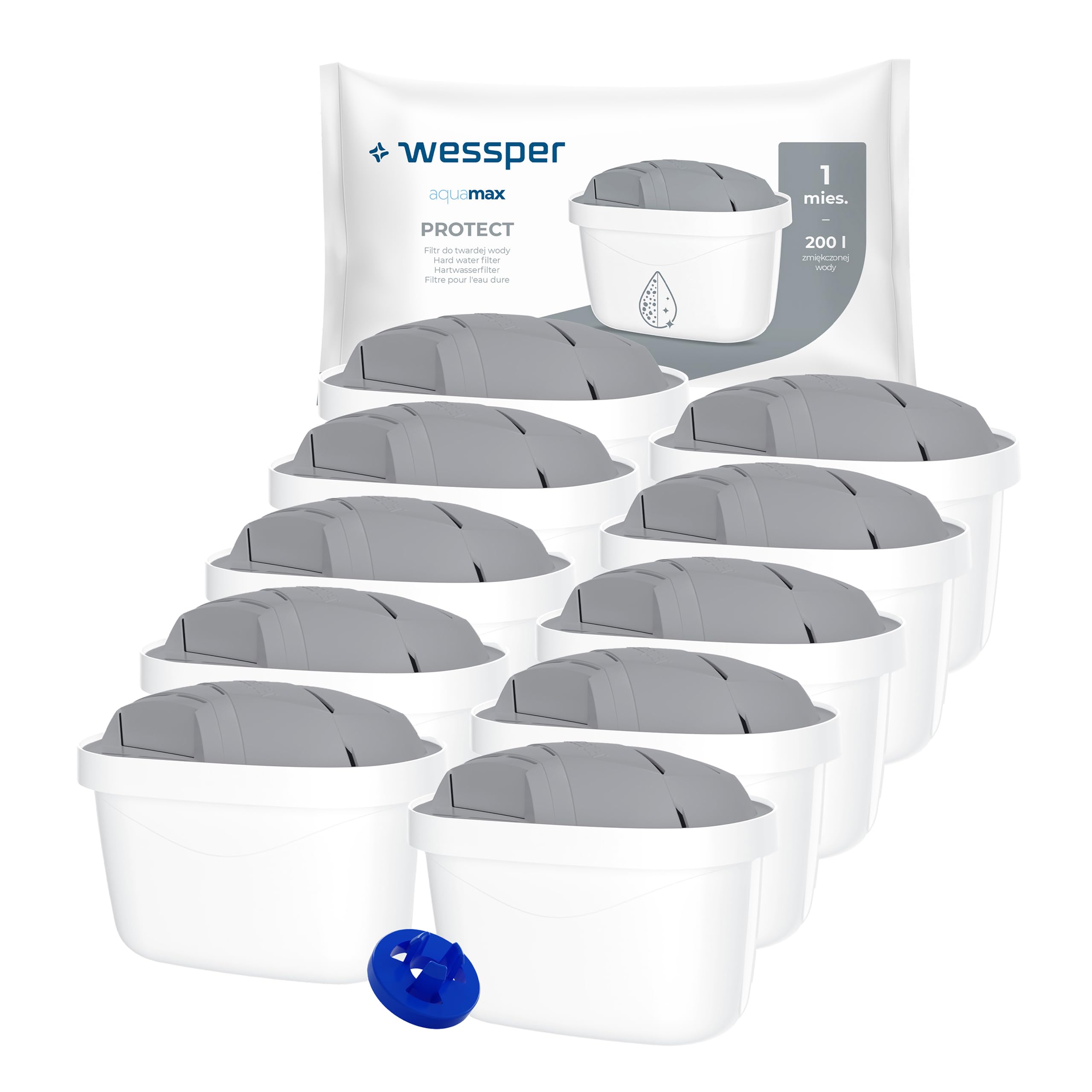 Wessper Water Filter for Filter jug and Hard Water ​​| Replacement for Aquaphor A5 Dafi Unimax BRITA Maxtra+ Philips AWP212/10 Filter | Chlorine and limescale Easy Reduction | 10 waterfilters