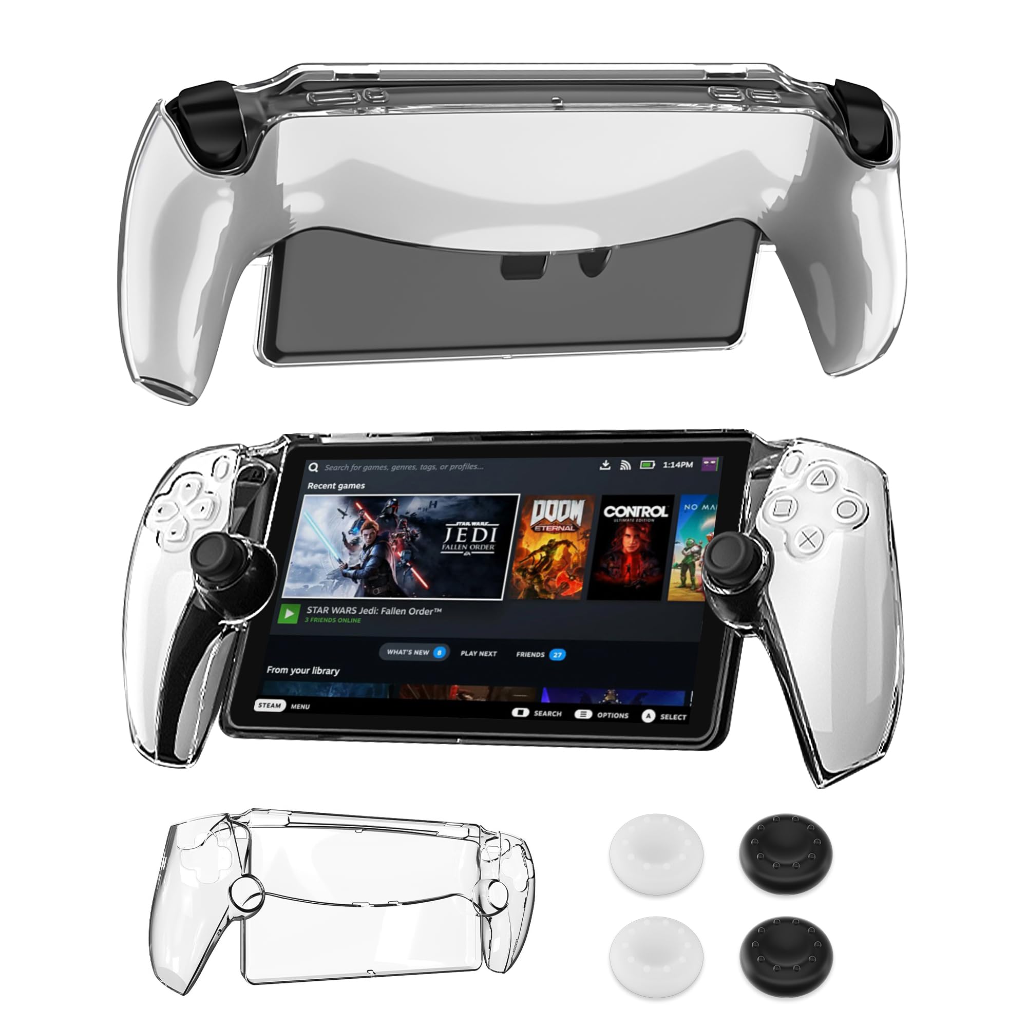 Photo 1 of FANPL ?Improved Version? Clear Case for PlayStation Portal Accessories, Hard Protective Cover for PS Portal Skin with 4 Thumb Grips, Strong and Durable, Not Easy to Fall Off