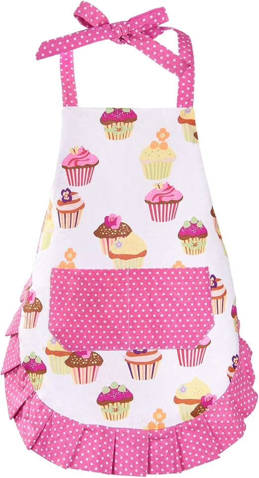 Amazon Com Claswcalor 100 Cotton Kids Girls Aprons Cupcake