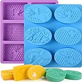 Sakolla 2 Pack 6 Cavity Bee Silicone Soap Molds Rectangle Oval Honeycomb Silicone Molds Loaf Handmade Molds for Soap Making Supplies DIY Wax Melts, Beeswax, Cake Chocolate Bakeware