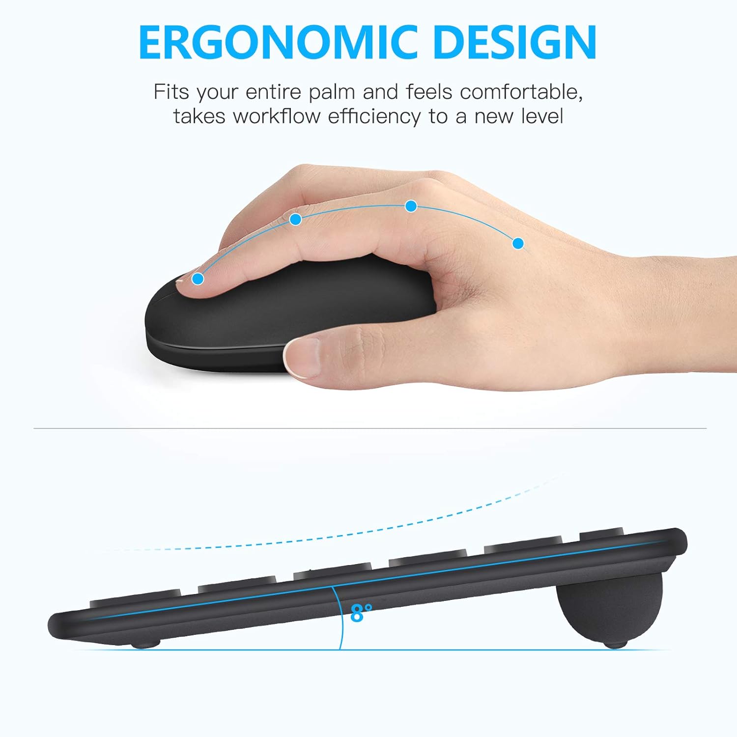 OMOTON Wireless Keyboard and Mouse Combo, 2.4GHz Ultra Thin Full-Size Wireless Keyboard and Mouse for Computer, PC, Desktop, Laptop with Windows XP / 7/8 / 10 / Vista, Black: Computers & Accessories