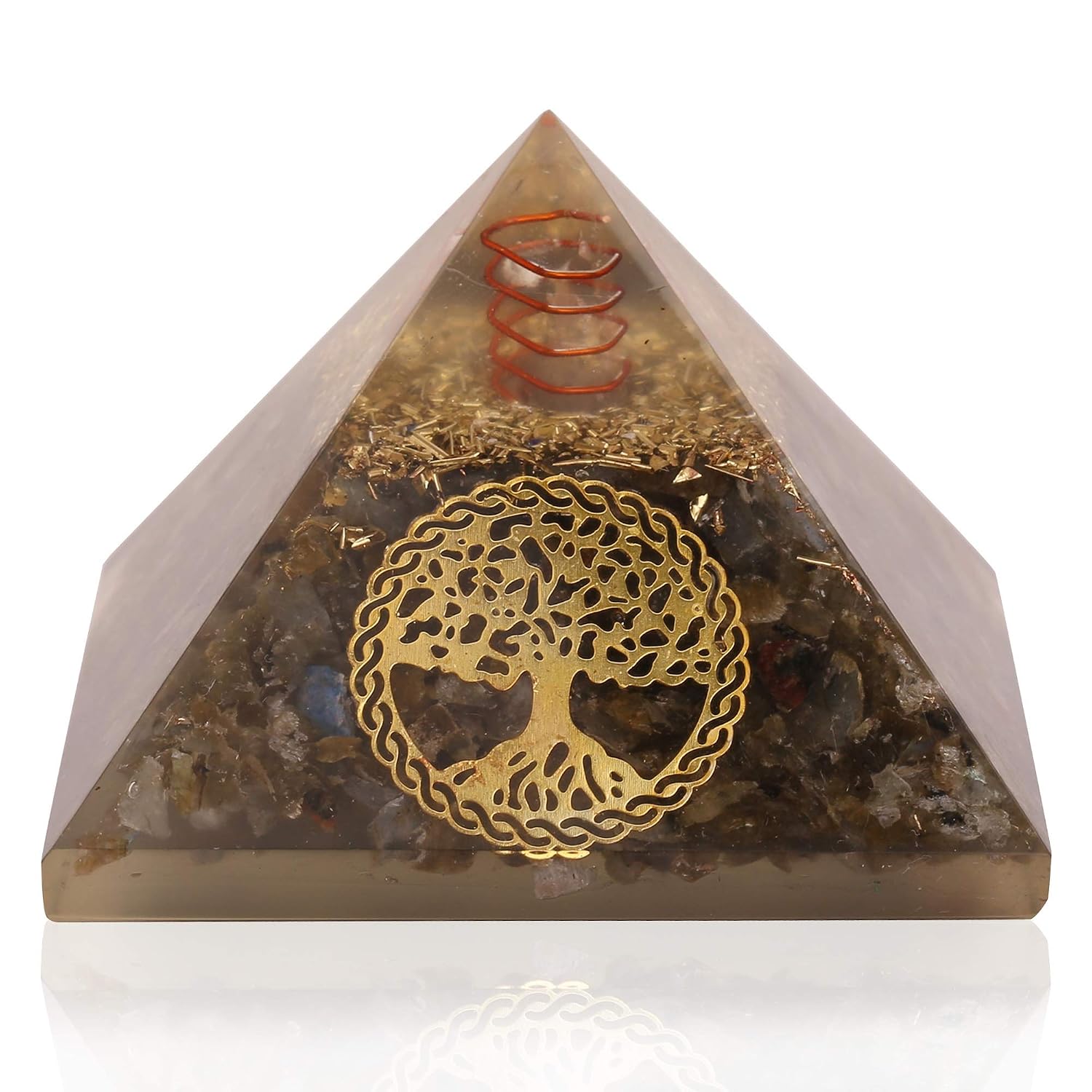 Energy Generator Labradorite Tree Of Life Orgone Pyramid Emf Protection Healing Crystal Ornaments