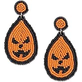 JeanBeau Halloween Beaded Bat Dangle Earrings for Women Teen Cute Handmade Bling Sequins Vampire Bat Drop Gothic Costume Party Earings Holiday Festive Accessories Jewelry Gifts