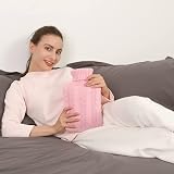 Samply Hot Water Bottle with Knitted Cover 2L Pink Deluxe Warm Compress view 2
