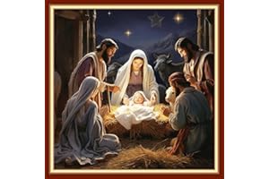 Funxvoot Stamped Cross Stitch Kits Beginners Full Range of Embroidery Kits for Adults 11CT Embroidery Patterns Needlepoint Kits Printed Cross Stitch Kits - (Nativity 18x18 inchs)