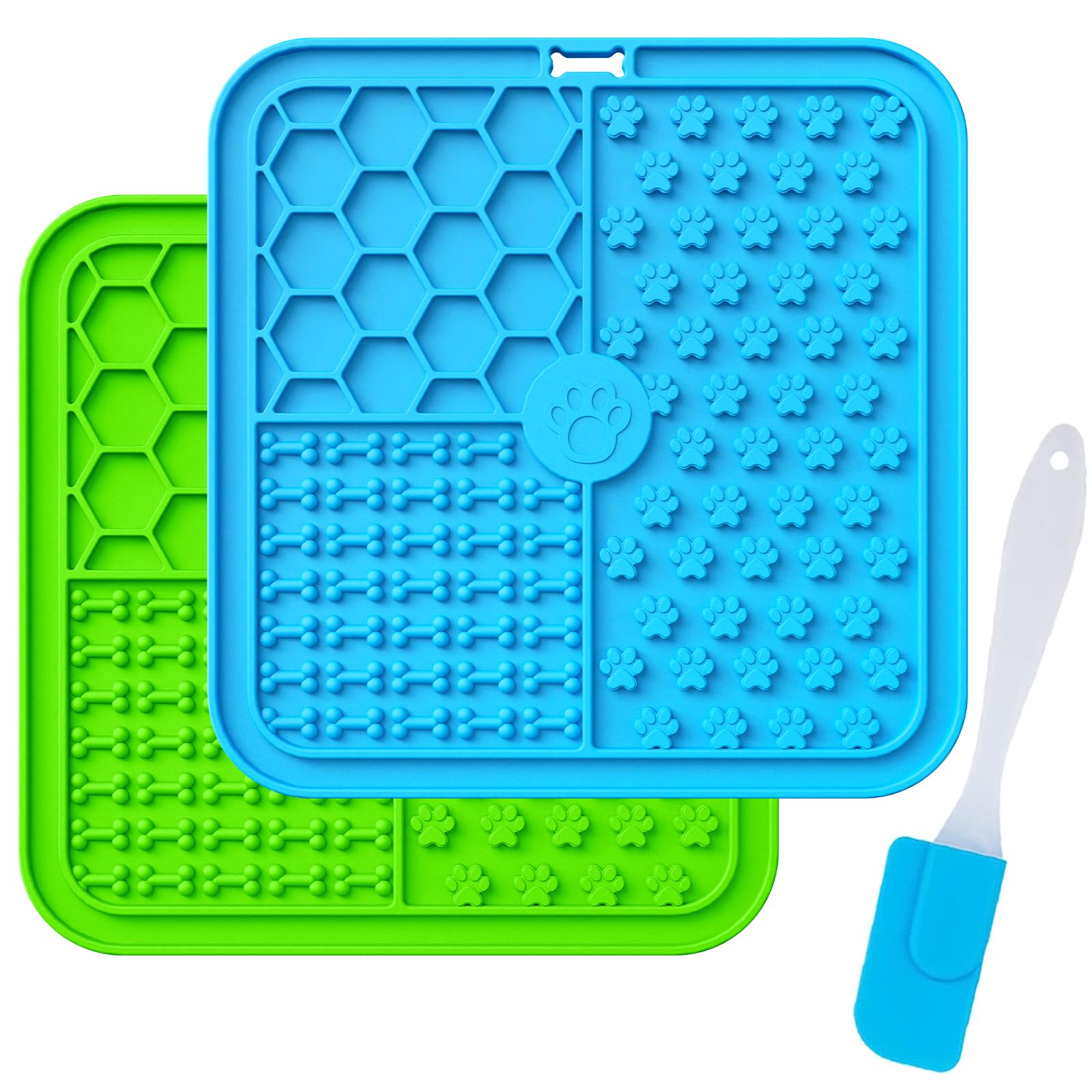 Licky Mats for Dogs and Cats - Premium Lick Mats with Suction Cups for Dog Anxiety Relief, Bathing, Grooming and Training - Blue and Green
