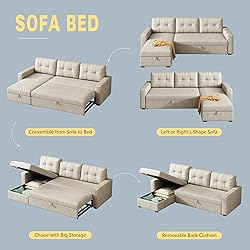 YOPTO L-Shape Reversible Sectional Sleeper Sofa Bed