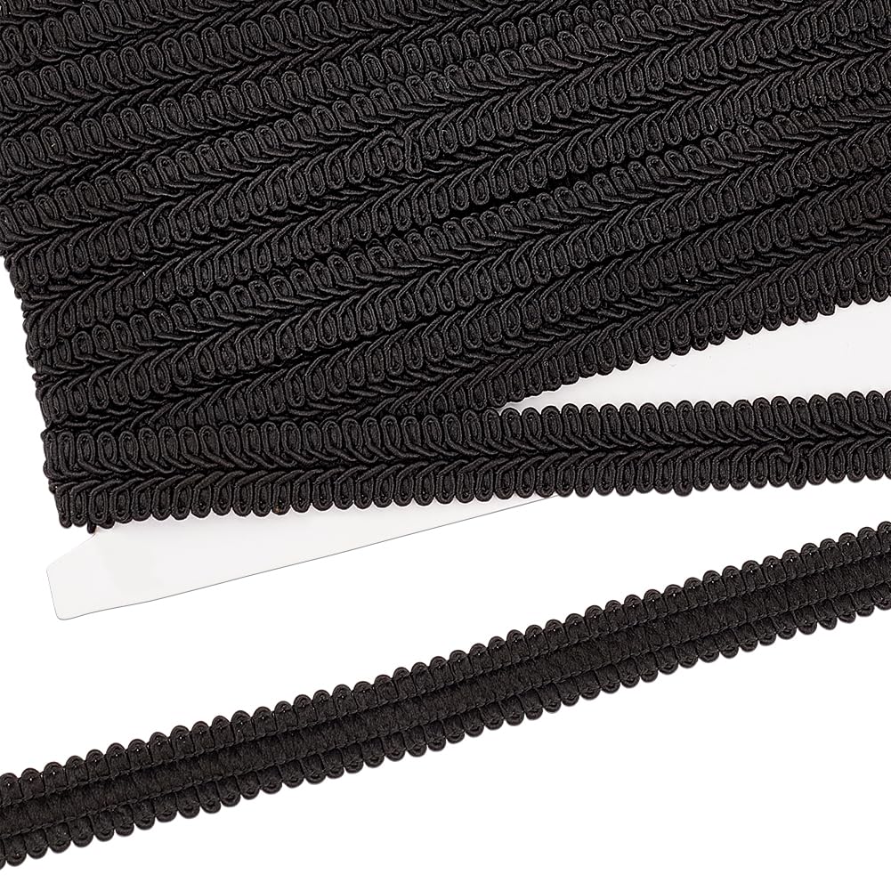 FINGERINSPIRE 11 Yards 16mm Black Braid Trim Polyester Woven Braid Trim Centipede Decorative Gimp Trim Basic Trim for DIY Craft Costume Sewing Curtain Slipcover Home Decoration Accessories