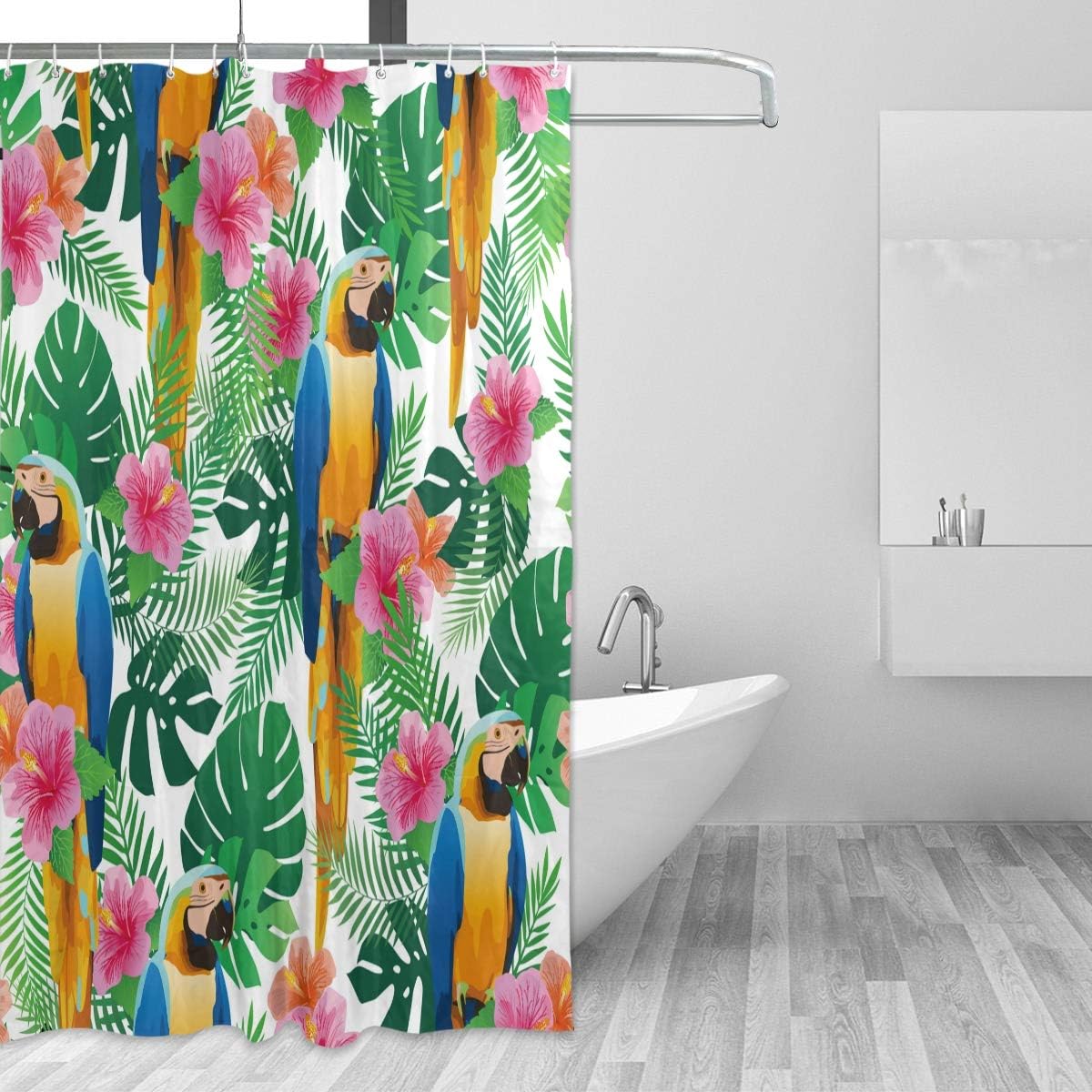SENNSEE Bunten Papagei Blätter Bad Vorhang Polyester-Duschvorhänge Mit ...